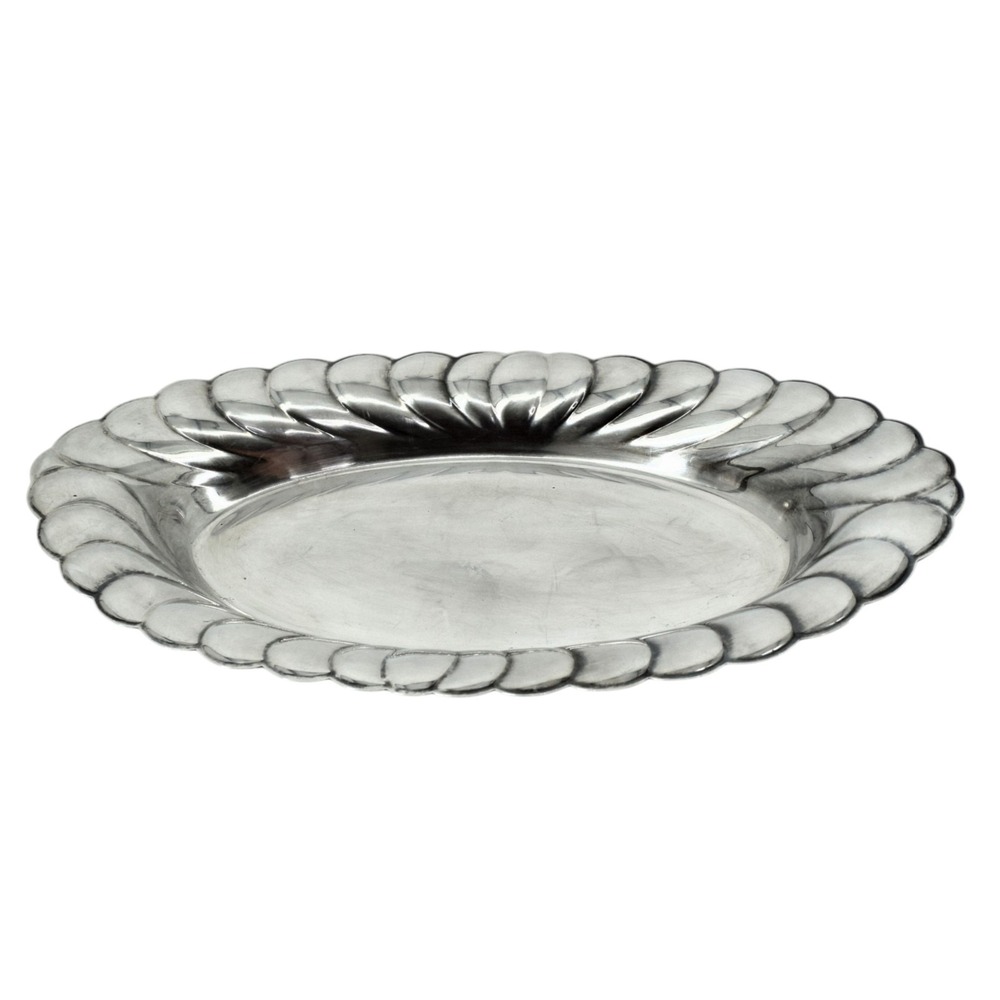 WM Rogers Waverly 3819 Silver Plate 13" Oval Bread Scalloped Edge Serving Tray